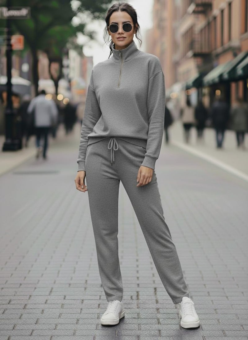Mack Jonney Solid Half Zipper Track Suit for Women | Co-ord Set | Warm Fleece Tracksuit Set | Full Sleeve Sweatshirt-M6226 - Image 2