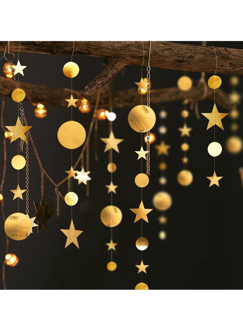 2 قطعة من قلادة نجمة خماسية مستديرة لتزيين الحفلات قلادة من الترتر باللون الذهبي - Image 1