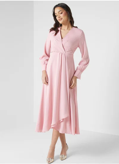 ELLA Wrap Front Midi Dress