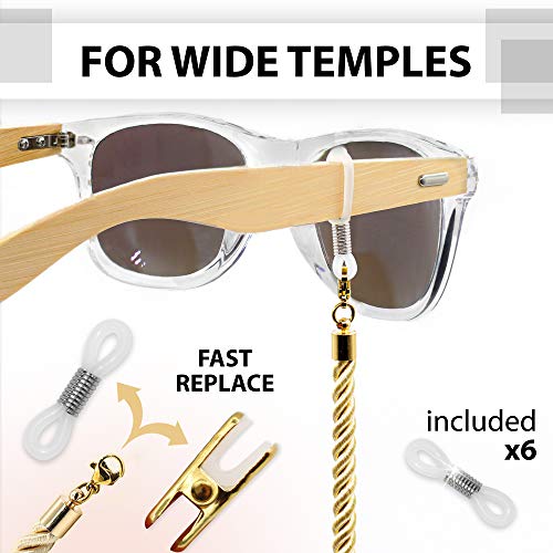 SIGONNA Glasses Strap String Holder Cord - Terylene Eyeglasses Strap Holders - Eye Glasses Accessory Chain - Eyeglass Chains for Women Men - Glasses Lanyard Around Neck - 3 Pcs (Gold) - Image 2