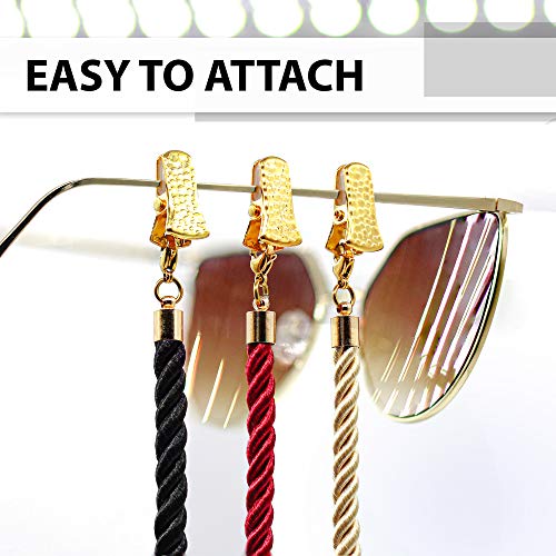 SIGONNA Glasses Strap String Holder Cord - Terylene Eyeglasses Strap Holders - Eye Glasses Accessory Chain - Eyeglass Chains for Women Men - Glasses Lanyard Around Neck - 3 Pcs (Gold) - Image 4