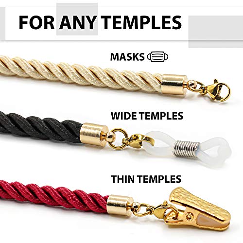 SIGONNA Glasses Strap String Holder Cord - Terylene Eyeglasses Strap Holders - Eye Glasses Accessory Chain - Eyeglass Chains for Women Men - Glasses Lanyard Around Neck - 3 Pcs (Gold) - Image 5