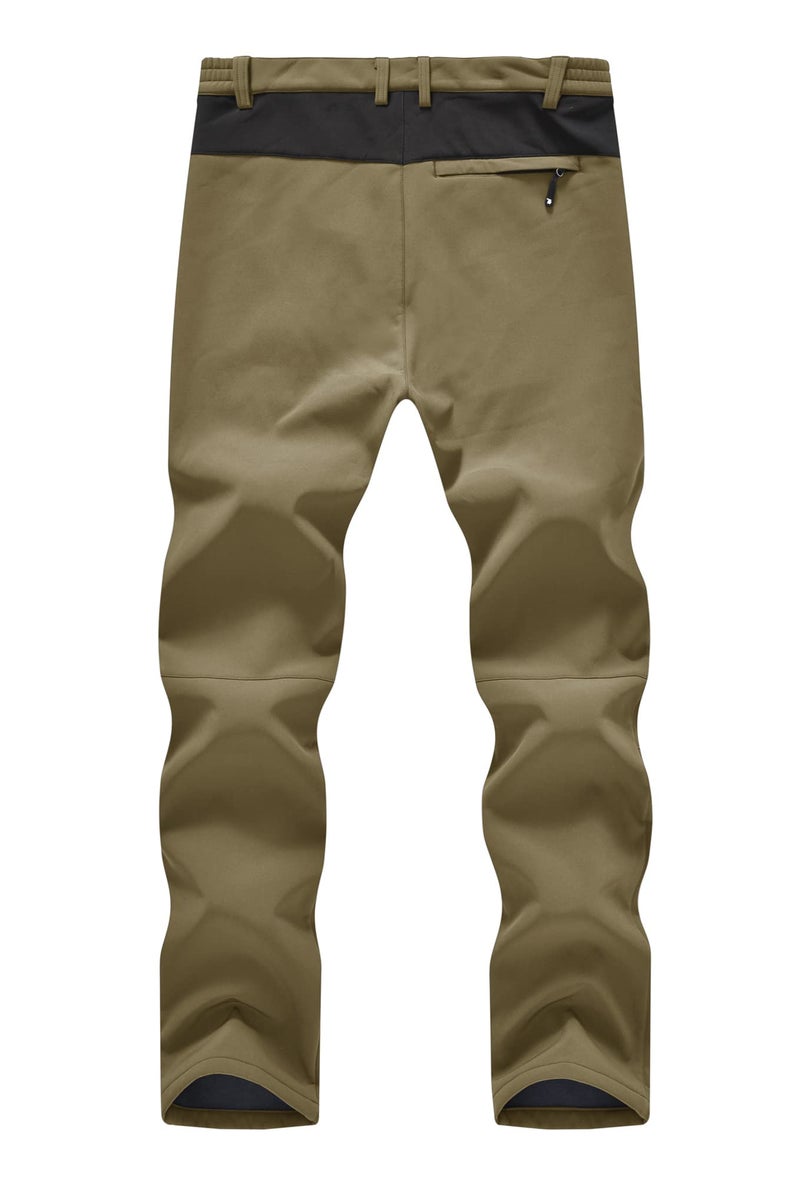 YSENTO Men's Fleece Lined Ski Snow Pants Winter Waterproof Softshell Insulated Hiking Cargo Pants Khaki Size 38 - Image 3