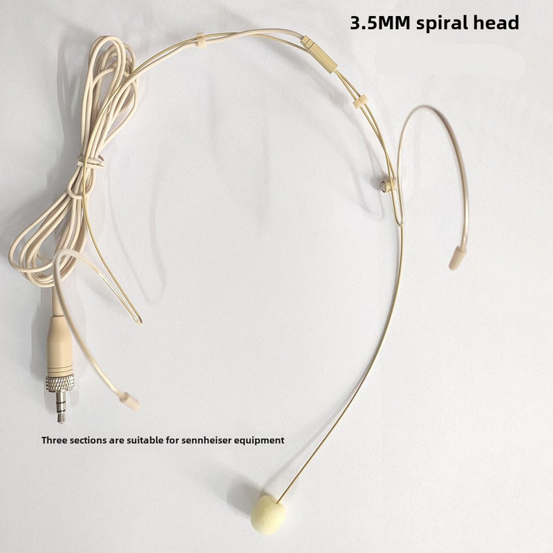 Flesh Black Headset Microphone Invisible Clip-on Mic 3.5mm Spiral Head Skin Color Headwear