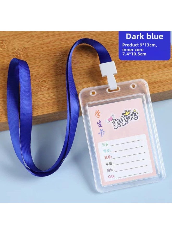 Large Student Card Case Lanyard Cute School Card Case Transparent Nucleic Acid QR Code Listing Rice Card Case-Colour:Large Vertical Version 7.2*10.3cm (card Holder + Default Blue Lanyard)  - Image 1
