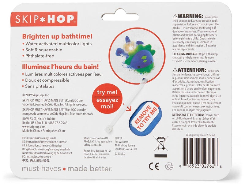 Skip Hop Bath Toys, Squeeze Toy Light Up Dino, 1 EA - Image 5