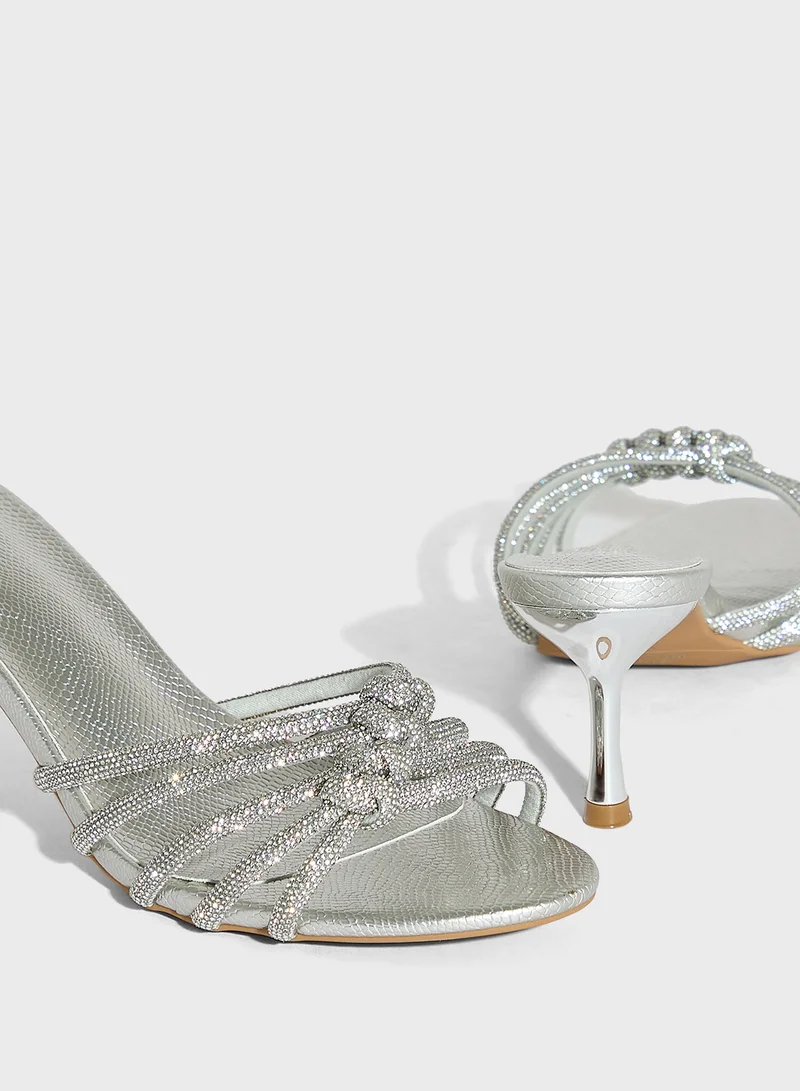 ايلا ليمتد اديشن Knot Diamante Mule Heel Sandal