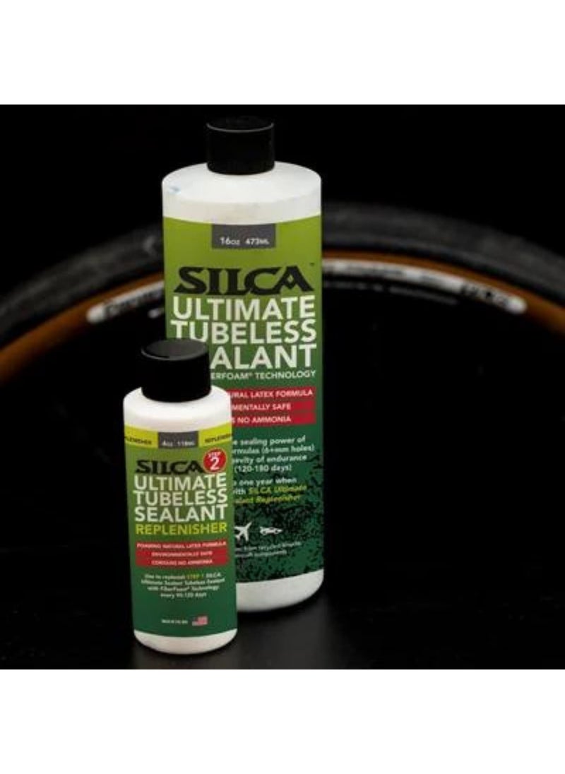 SILCA SILCA Ultimate Tubeless Tire Sealant W/FIBERFOAM | Long Lasting, Fast Sealing Bike Tire Sealant | Tubeless Sealant - MTB, Road, Gravel Bicycle Tires | Tire Sealant Bicycle (32oz Sealant with Carbon)  - Image 5