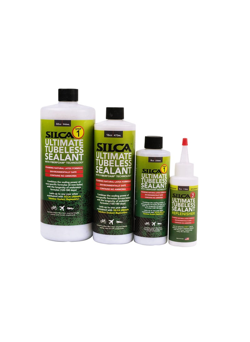 SILCA SILCA Ultimate Tubeless Tire Sealant W/FIBERFOAM | Long Lasting, Fast Sealing Bike Tire Sealant | Tubeless Sealant - MTB, Road, Gravel Bicycle Tires | Tire Sealant Bicycle (32oz Sealant with Carbon)  - Image 1