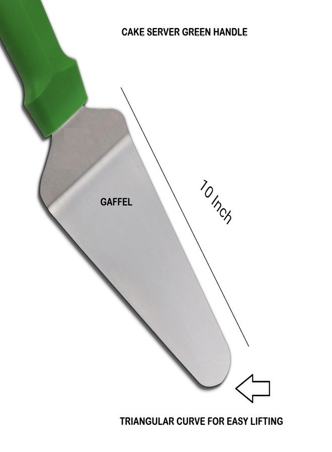GAFFEL Pastry Spatula Green Handle Cake Server Pizza Spatula | Serving Tool for Cakes, Pastries, Pies, Pizza, Cheese (Stainless Steel,10 inch, 1 Unit) - Image 3