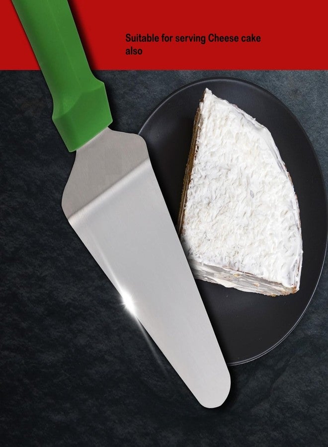 GAFFEL Pastry Spatula Green Handle Cake Server Pizza Spatula | Serving Tool for Cakes, Pastries, Pies, Pizza, Cheese (Stainless Steel,10 inch, 1 Unit) - Image 5