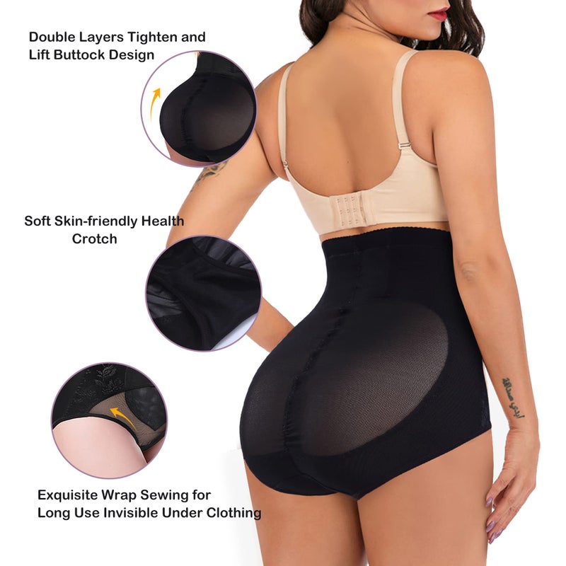 YERKOAD Tummy Control Panties for Women Shapewear Butt Lifter Short High Waist Trainer Corset Slimming Body Shaper Underwear(Large,Black) - Image 3