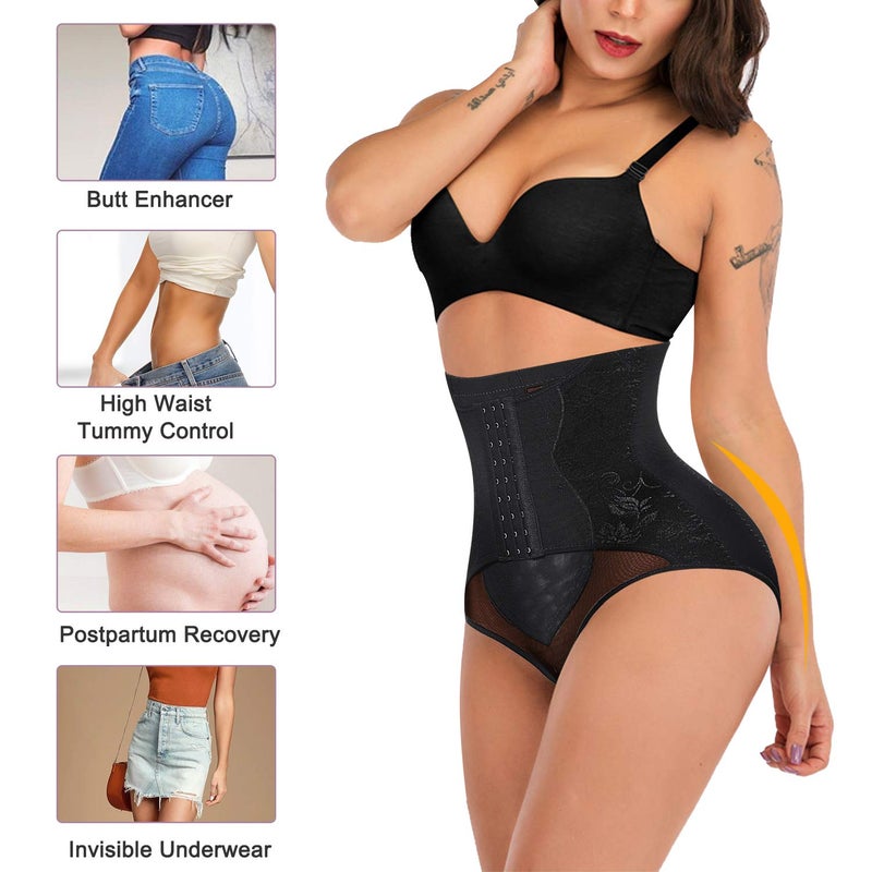 YERKOAD Tummy Control Panties for Women Shapewear Butt Lifter Short High Waist Trainer Corset Slimming Body Shaper Underwear(Large,Black) - Image 4