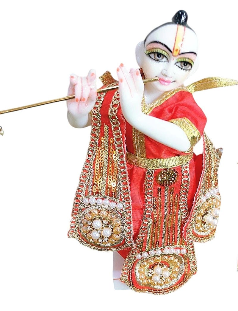 Partish Radha Krishna Heavy Dress | Poshak for Yugal Jodi | Radhe Krishna Ji Poshak (Dress Size 3 Inches for 5 Inches Murti, RED-E) - Image 3
