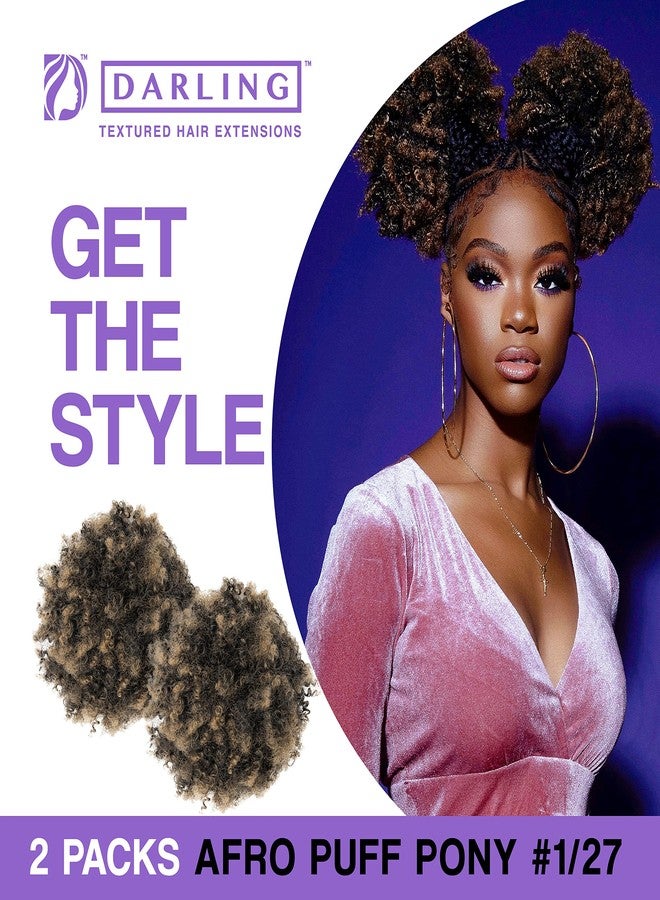 Darling Afro Puff ponytail 1X Hair Extensions (1 Pack, 1X per Pack), Natural Soft Texture, Drawstring Short Synthetic for Natural hair, Clip on Kinky Curly Bun, #1/27 - Image 3