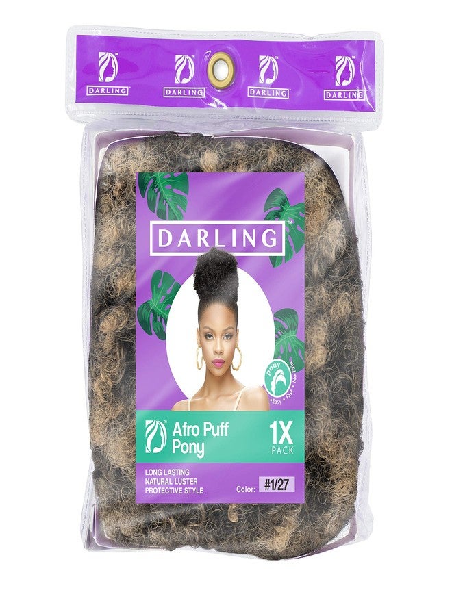 Darling Afro Puff ponytail 1X Hair Extensions (1 Pack, 1X per Pack), Natural Soft Texture, Drawstring Short Synthetic for Natural hair, Clip on Kinky Curly Bun, #1/27 - Image 2