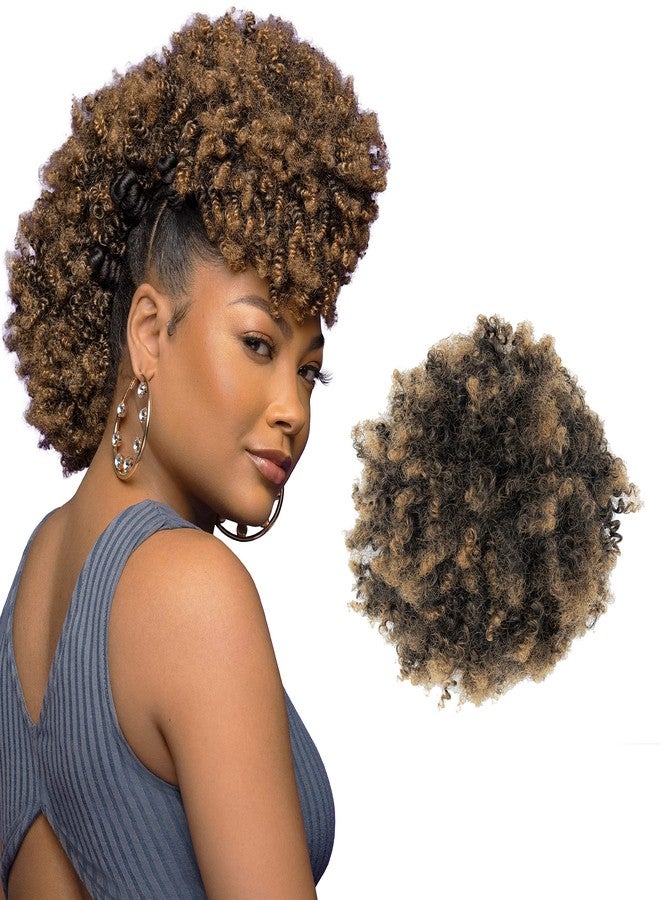 Darling Afro Puff ponytail 1X Hair Extensions (1 Pack, 1X per Pack), Natural Soft Texture, Drawstring Short Synthetic for Natural hair, Clip on Kinky Curly Bun, #1/27 - Image 1