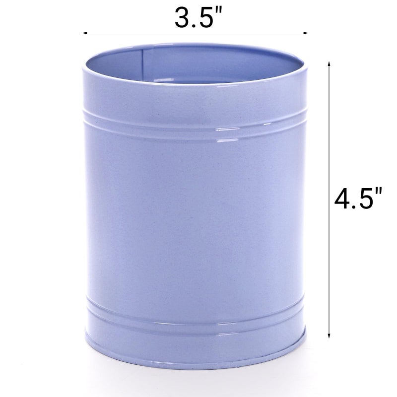 Tlence 9 Pack Metal Pen Holder, Colorful Desktop Pencil Cup, Mini Stationary Supplies Buckets, Round Makeup Brush Storage Organizers for Office Home School Classroom Accessory, 3.5 x 4.5 Inches - Image 2