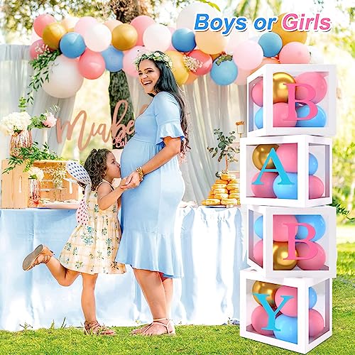 FRIGG Gender Reveal Baby Balloon Boxes Decorations, Pink Blue Balloon Arch Garland Kits With 4pcs Boxes, Gender Reveal Backdrop for Baby Shower,Boy or Girl gender Reveal Party Supplies(141pcs) - Image 2