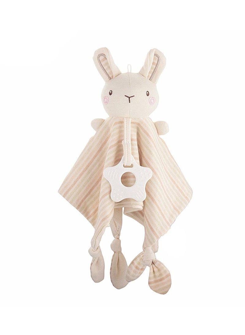 Organic Cotton Baby Soothing Towel Baby Bib Teether Rattle Newborn Doll Baby Toy (Rabbit) - Image 1