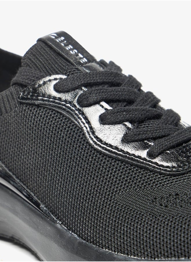 Celeste Women's Panelled Low Ankle Sneakers with Lace-Up Closure  - Image 5