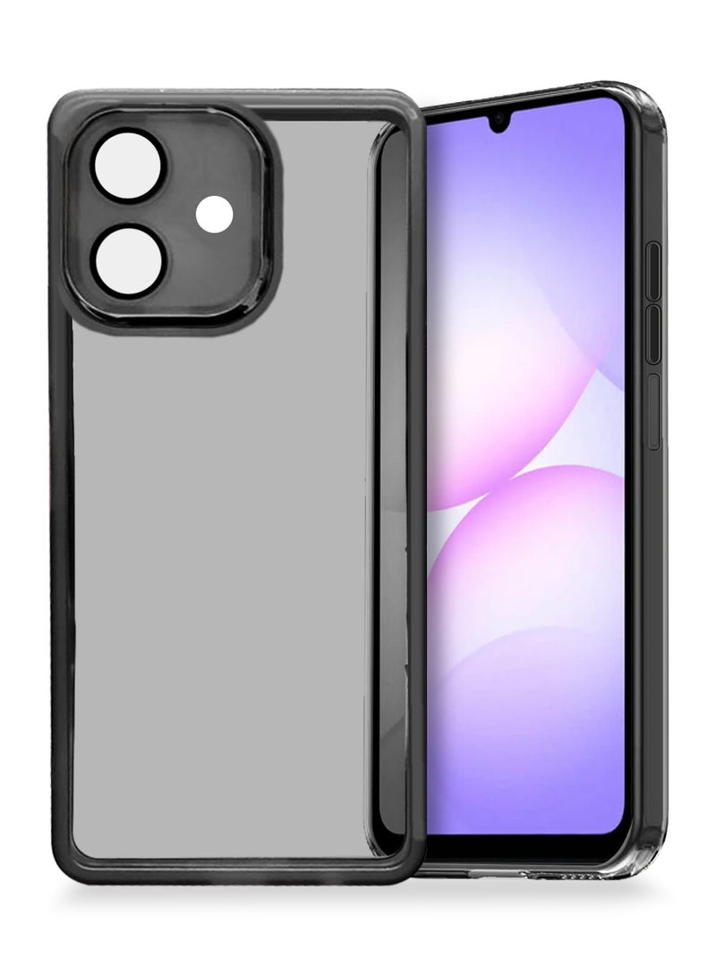 Wtech Samsung Galaxy A07 4G 2025 Soft Transparent TPU Camera Lens Protection Silicone Ultra Thin Phone Stylish Electroplated Camera Border Back Case Cover - Black - Image 1