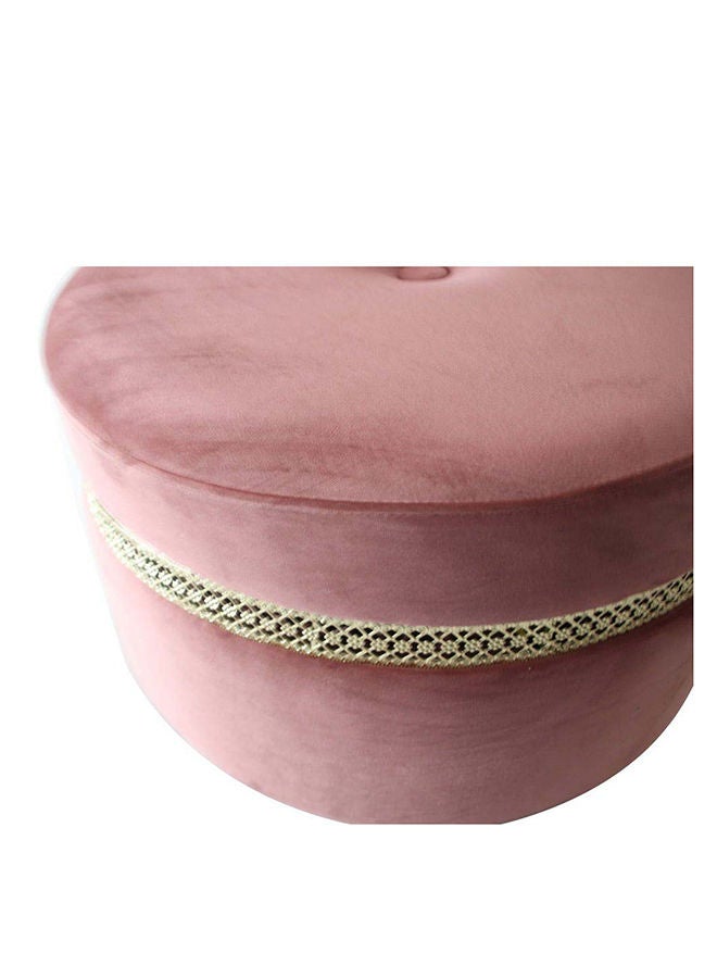 DANUBE HOME Ayyan Velvet Fabric Pouf Multi Functional Ottoman Chair Soft Upholstered Footrest Modern Furniture For Living Room 60X60X35 cm Rose / Golden - Image 5