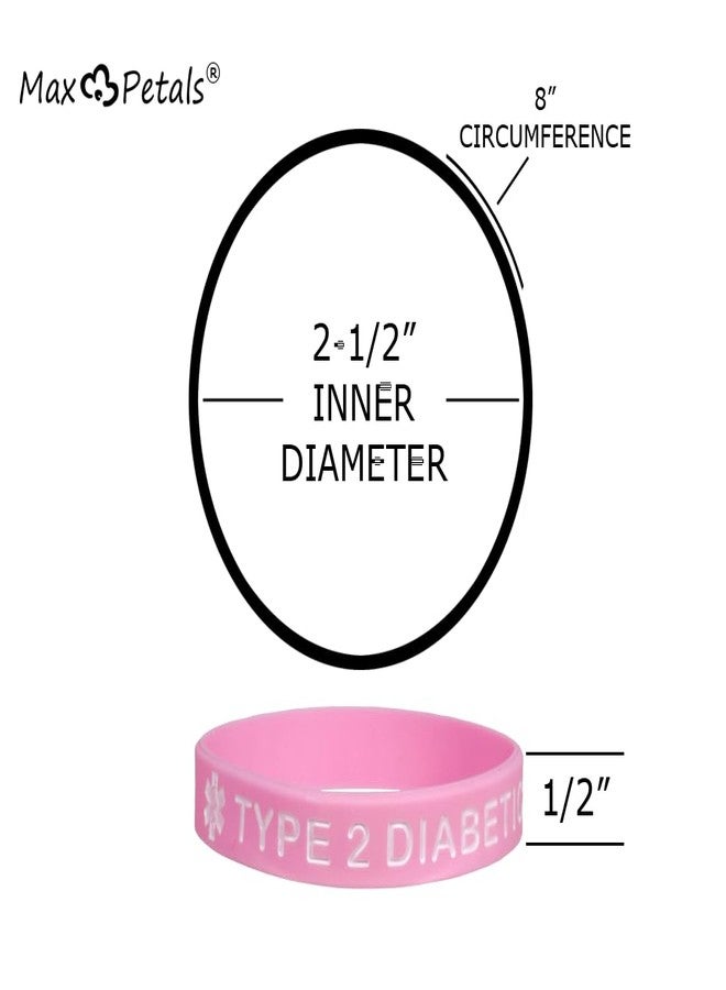 Max Petals TYPE 2 DIABETIC Medical Alert ID Silicone Bracelet Wristbands Pastels 4 Pack - Image 2