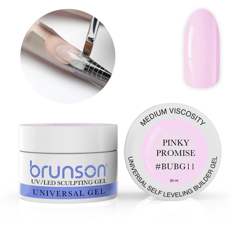 Brunson Builder Gel in Jar 30ml Professional Sculpting Builder Gel for Nail Extensions Overlays and 3D Nail Art UV LED Self Leveling Gel for Long Lasting High Gloss Nails