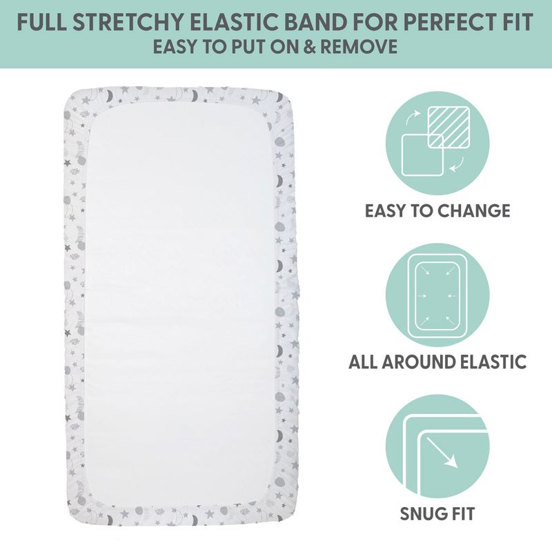 The Peanut Shell The Peanutshell 4-Pack Fitted Crib Sheet Set - Super Soft & Breathable Baby Girl or Boy Crib Sheets, Nursery Decor, Fit for Standard Mattress Cover- Celestial Moon & Stars - Image 4