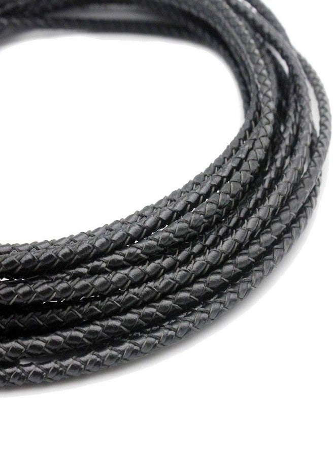 shapesbyX 5 Yards 3mm Leather Bolo Cord for Necklace Bracelet Making Woven Braided Leather Strap for Jewelry Beading Black - Image 2