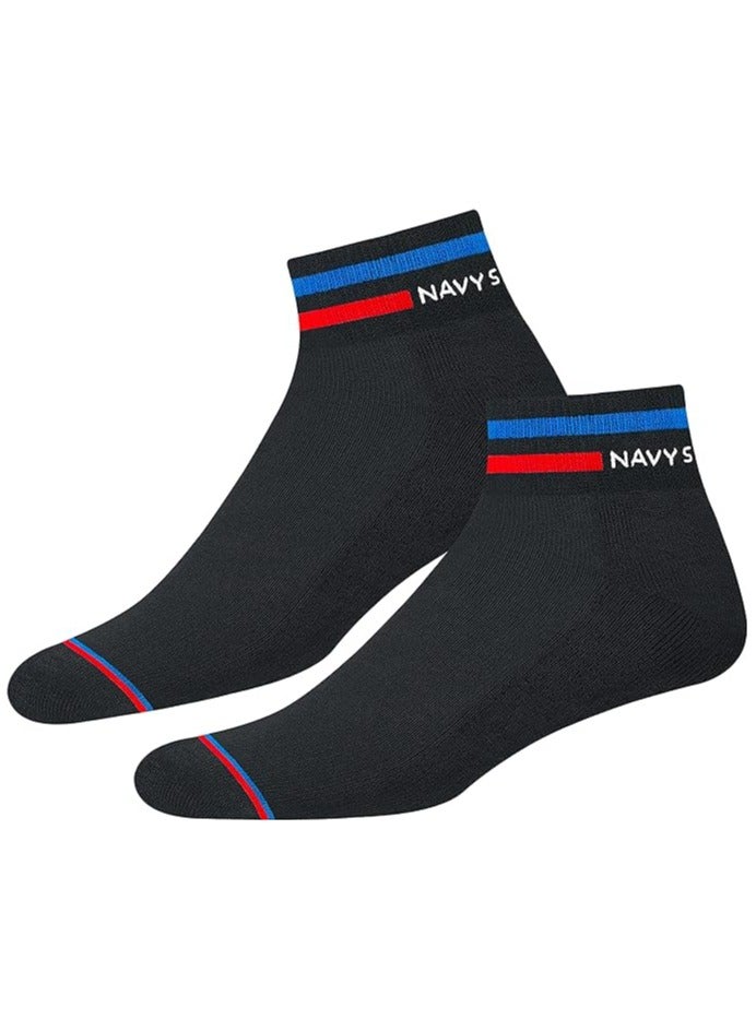 NAVYSPORT Originals Unisex Casual Cushion Cotton Ankle Socks, Black, Pack of 4, Free Size - Image 3
