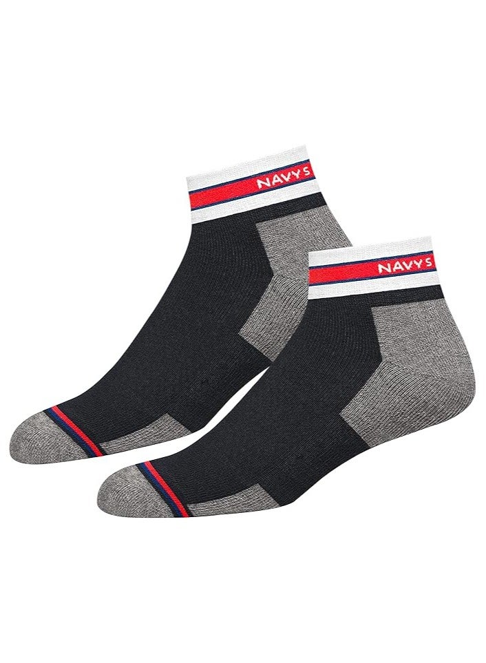 NAVYSPORT Originals Unisex Casual Cushion Cotton Ankle Socks, Black, Pack of 4, Free Size - Image 4