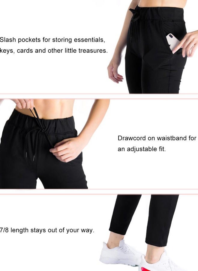 Yogipace Petite/Regular/Tall Women's 7/8 On The Fly Pants Drawstring Casual Lounge Joggers Travel Sweatpants - Image 4