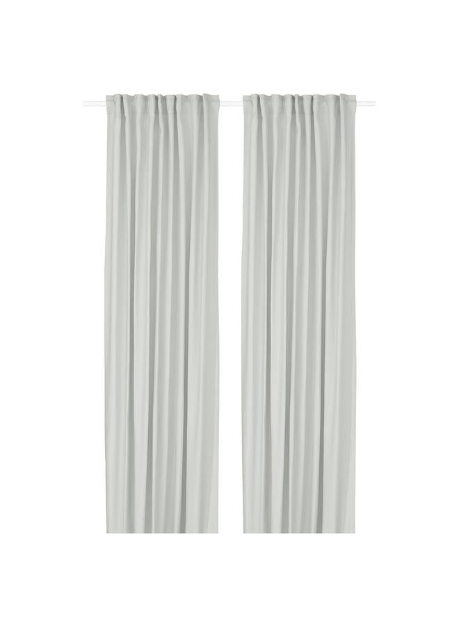 Green Tiger Curtains, 1 Pair, White/With Heading Tape, 145X300 Cm - Image 1