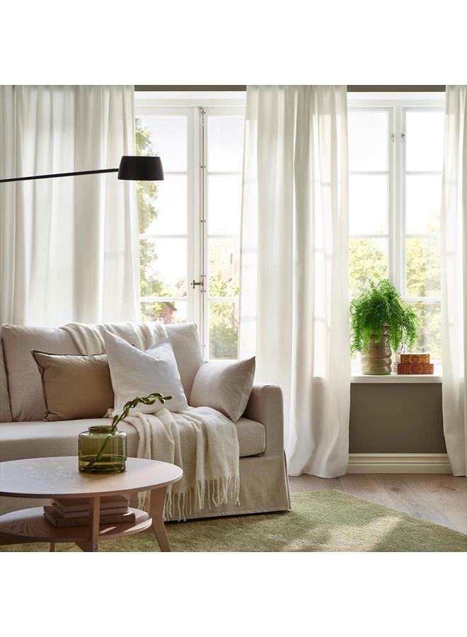 Green Tiger Curtains, 1 Pair, White/With Heading Tape, 145X300 Cm - Image 2