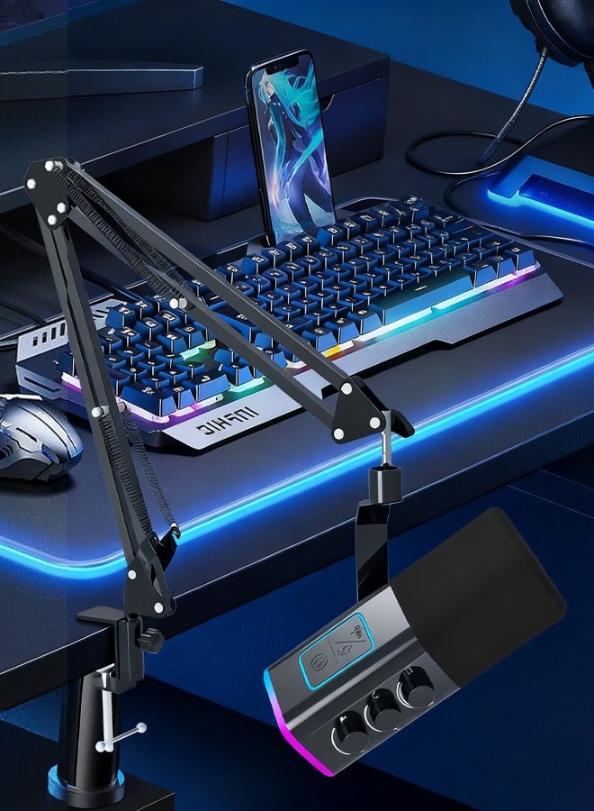 بوليفياز ميكروفون، ميكروفون USB لجهاز الكمبيوتر للألعاب، ميكروفون مكثف للبودكاست مع ذراع قابل للتعديل وفلتر صوت وزر كتم للصوت، للبث المباشر والدردشة على الإنترنت وسناب شات، ميكروفون للكمبيوتر مناسب لجهاز PS4 وPS5، للاعبين والمستخدمين على يوتيوب. - Image 3