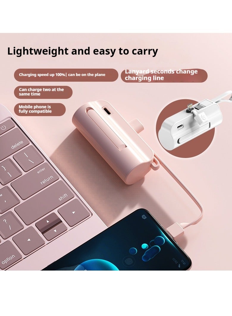 GEEK SPACE 2 In 1 Mini Universal Portable Charger Wireless Power Bank Type-c 5000mAh Fast Phone Charging Power Bank  For iPhone, Samsung S23 Series, Note20 Series, LG, Huawei, iPad, AirPods, And More - Image 2