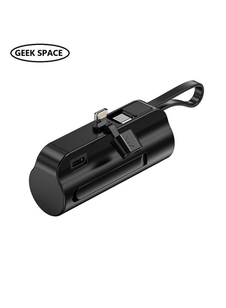 GEEK SPACE 2 In 1 Mini Universal Portable Charger Wireless Power Bank Type-c 5000mAh Fast Phone Charging Power Bank  For iPhone, Samsung S23 Series, Note20 Series, LG, Huawei, iPad, AirPods, And More - Image 1