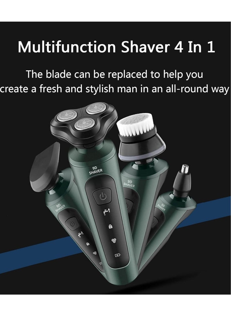 Generic Electric Shavers for Men 9D, 4 in 1 Electric Shavers for Bald Men Wet & Dry Waterproof, Electric Shavers Men Cordless Rechargeable, Electric Razor, Men’s Grooming Kits, Green  - Image 2