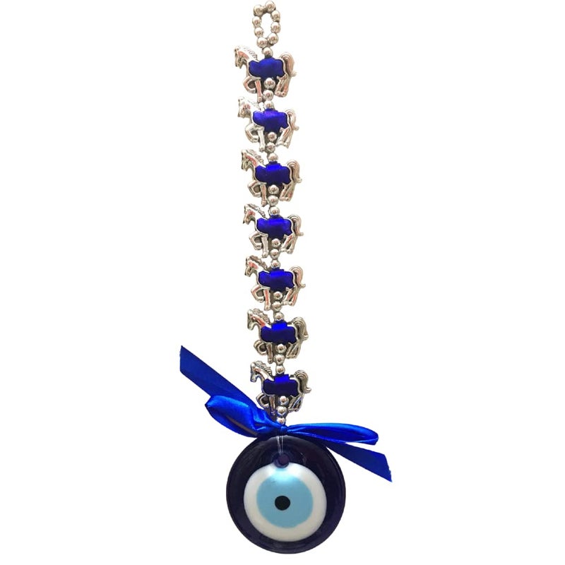 GJ Vastu Feng Shui 7 Horse Evil Eye Hanging for Good Luck and Prosperity - Blue (8 X 36 CM) - Image 5
