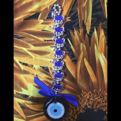 GJ Vastu Feng Shui 7 Horse Evil Eye Hanging for Good Luck and Prosperity - Blue (8 X 36 CM) - Image 3