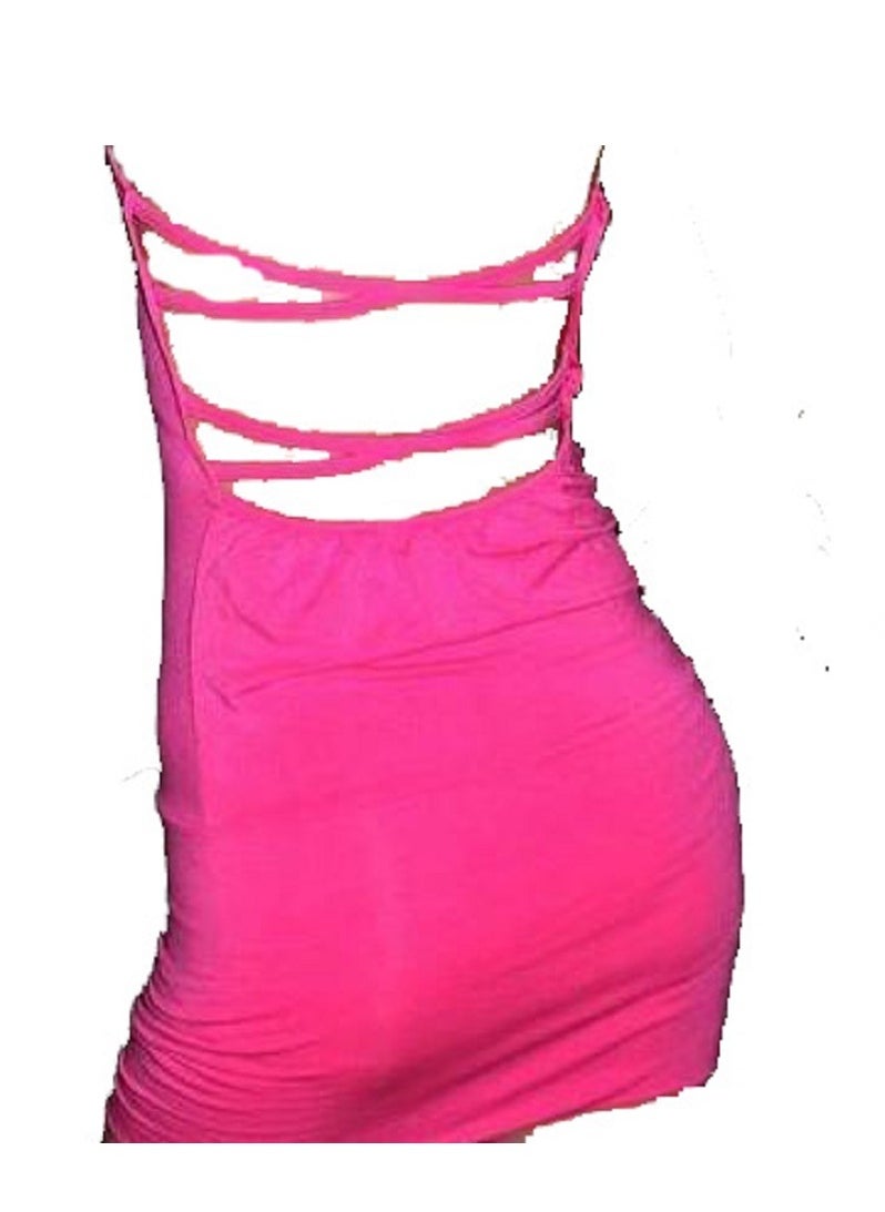 Generic - Women  V Neck Sleeveless Ruched Bodycon Party Mini Dress. - Image 1