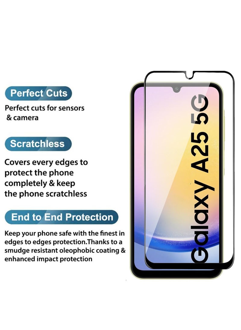 YoYoTech Screen protector for Samsung Galaxy A25 5G Edge to Edge Full Screen Coverage Anti Scratch Tempered Glass Film  - Image 4
