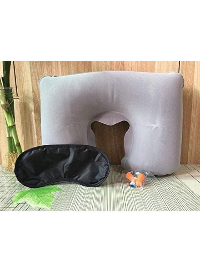 Portable Washable Travel Kit with Earplugs, Eye Mask and Inflatable Pillow - Multicolor - Image 2