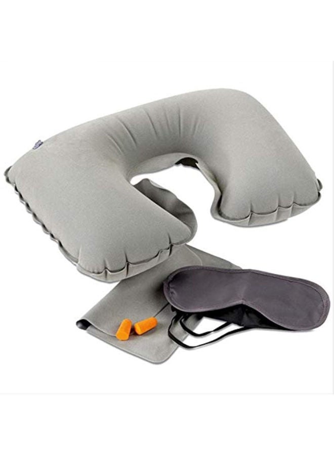 Portable Washable Travel Kit with Earplugs, Eye Mask and Inflatable Pillow - Multicolor - Image 1