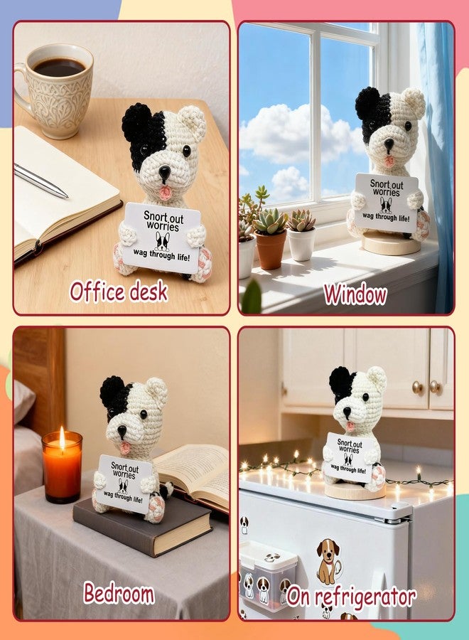 VERONLY Positive Crochet Mini Animals Dog - Emotional Support Pup Gift for Mother's Day,Cute Desk Decor for Mom,Dog Lovers, Him or Her - Image 5