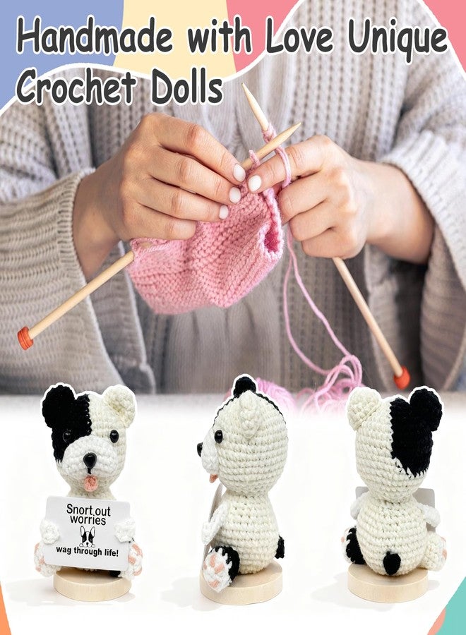VERONLY Positive Crochet Mini Animals Dog - Emotional Support Pup Gift for Mother's Day,Cute Desk Decor for Mom,Dog Lovers, Him or Her - Image 4
