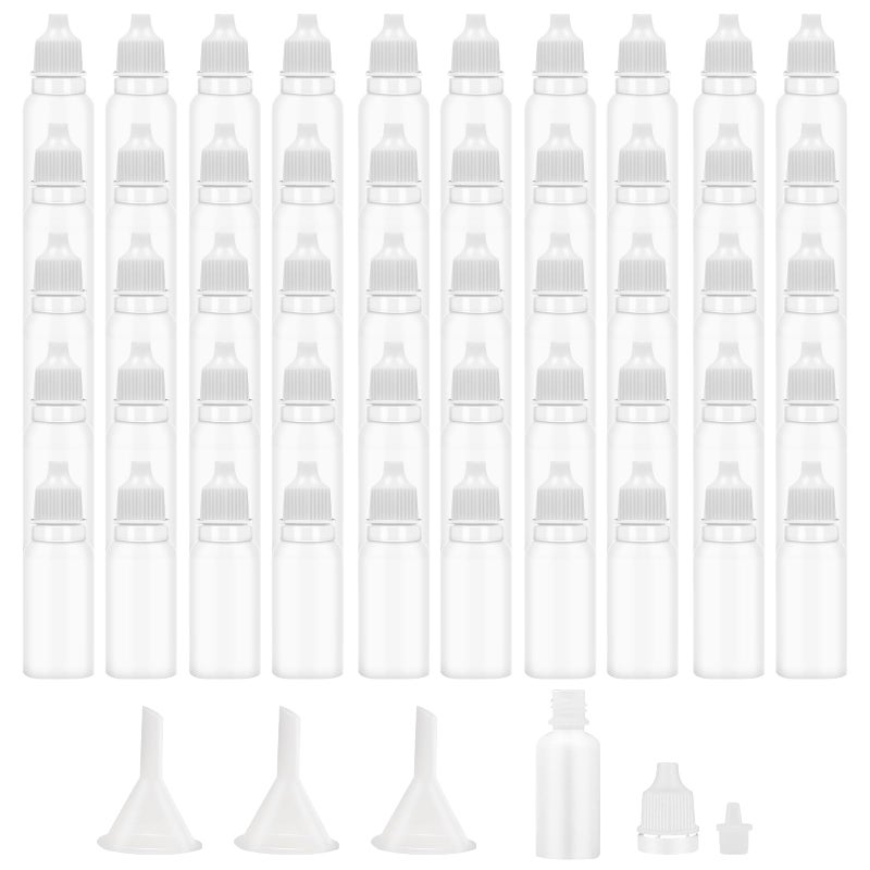 Bcautay 50Pcs Small Empty Squeeze Dropper Bottles Plastic Thin Tip Dropper Bottles 15ML Portable Squeezable Liquid Dropper with Cap and Plug for Oil Liquid Storage (White) - Image 1