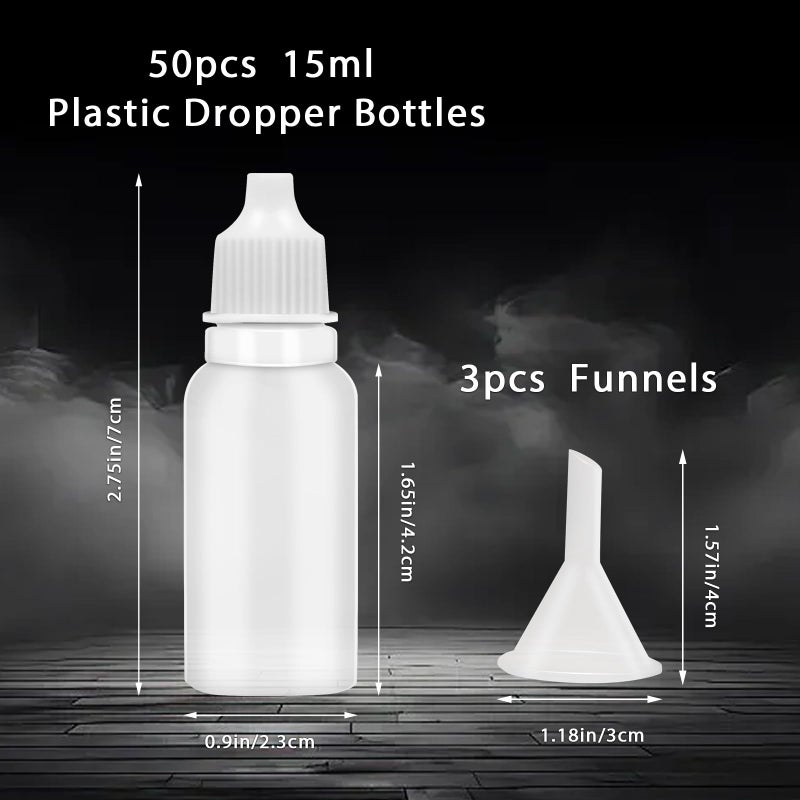 Bcautay 50Pcs Small Empty Squeeze Dropper Bottles Plastic Thin Tip Dropper Bottles 15ML Portable Squeezable Liquid Dropper with Cap and Plug for Oil Liquid Storage (White) - Image 2